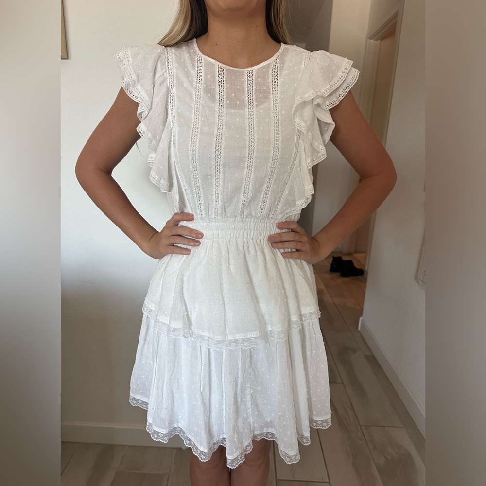Forever 21 White Ruffle Mini Dress